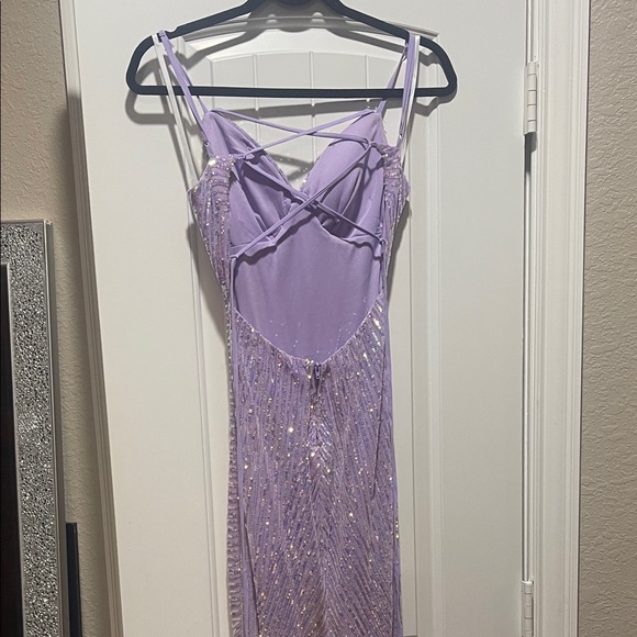 B Darlin Lavender Sequin Prom Dress - Picture 6 of 7